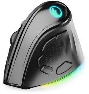 IFYOO 2.4G / BT/Wired Tri-Mode RGB Rechargeable G53 Wireless Vertical Ergonomic Mouse, 5 Side Buttons, Max 8400 DPI, for PC Computer Notebook Laptop, for Windows 11 10, Mac, iPad OS, Android - Black