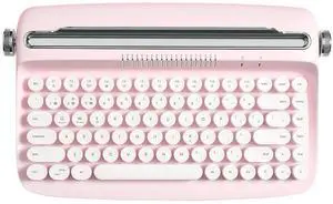 YUNZII ACTTO B303 Wireless Typewriter Keyboard, Bluetooth Connection, Cute Retro Aesthetic Design with Integrated Stand for Tablet, Phone, PC and Win/Mac/Android(B303, Baby Pink)