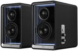Edifier QR65 Desktop Active Monitor with 2.75" Long-Throw Aluminum Diaphragm mid-Low Drivers, Hi-Res Audio, Brilliant Light Effects, 70W Output Power Bluetooth Speakers with Stands - Black