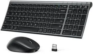 iClever DK05 Bluetooth Keyboard and Mouse Combo, Multi-Device Wireless Keyboard and Mouse (2.4GHz+Bluetooth), USB-C Rechargeable, Slim Compact Design, Comfortable Typing for PC/Laptop/Windows/Mac