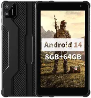 VASOUN Android 14 Tablet 7 inch, 8GB RAM 64GB ROM, Octa-Core 2.0GHz, IPS Touch Screen, Dual Camera, 5G WiFi/Bluetooth, Kids & Adult Tablet with Case