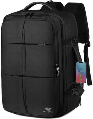 Extra Large Travel Backpack, 55L Carry On Backpack Flight Approved with USB Charging Port, Expandable Waterproof Business Luggage Casual Bag Fits 18.4 Inch Laptops, Travel Gifts for Men Women