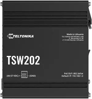Teltonika TSW202 Managed PoE+ Switch, 8 x Gigabit Ethernet, 2 x SFP, Profinet Certified, Integrated DIN Rail Bracket, Durable Design