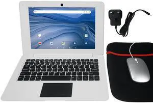 CHIBBS 10.1" Inch Kids Laptop Computer, Android 12, Quad Core Processor, 2gb Ram + 64gb ROM, Camera, 2* USB, Micro SD Card Slot, Bluetooth, Wi-Fi- White
