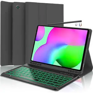Keyboard Case for Samsung Galaxy Tab S6 Lite 10.4" 2024 2022/2020 SM-P610/P613/P615/P619, Backlit Detachable Wireless Bluetooth Keyboard Case Slim Stand Cover S Pen Holder(Black)