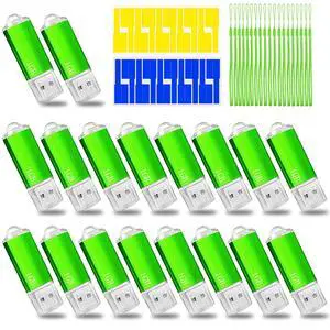 1GB USB Flash Drive 20 Pack Nicepicten Bulk USB 2.0 Thumb Drives 20Pack Metal Jump Zip Drive Memory Stick Pendrive Memoria USB 1 GB with 20PCS Lanyard Label - Green 20 X 1GB Flash Drives Bulk