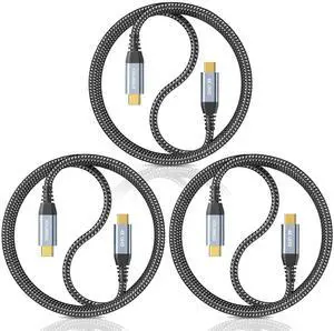 Long USB C Video Cable, 3.2 Gen 2 6FT-3pack, 4K Monitor Cable, 100W Fast Charging 20Gbps High Speed Data Transfer, for MacBook Pro, iPad, SSD, Dell, LG, ARZOPA, KYY, USBC Monitor