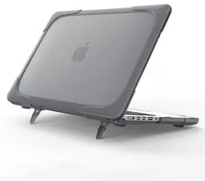 Funut Compatible with MacBook Retina 12 inch Case A1534, Hard Plastic & TPU Protective Case with Kickstand Shock Proof Matt Case Cover for A1534 MacBook 12" with Retina Display (# Gray)