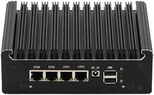 Updated 4 Lan i226 2.5G Firewall Micro Appliance, Fanless Firewall Mini PC Alder Lake-N N100, HDMI, DP, 4xUSB, COM RJ45, AES-NI VPNRouter Support pfsense Openwrt, Wifi Slot, 8GB DDR4 128GB NVMe