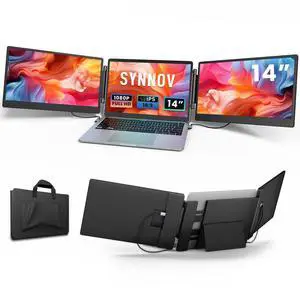 Laptop Screen Extender, 14" FHD 1080P Triple Portable Screen Extender Monitor for 13"-16.5" Laptop with Stand Dual Monitors Built-in Speakers, Laptop Monitor Extender for MacOS/Wins/Chrome/Dex