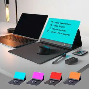Note Tower LED Mousepad Whiteboard | Dry Erase Acrylic Board for Desk | Light Up Color White Board | Write Notes & to-Do Lists, Gaming Performance Mouse Pad, for Office, Home, School (Electric)