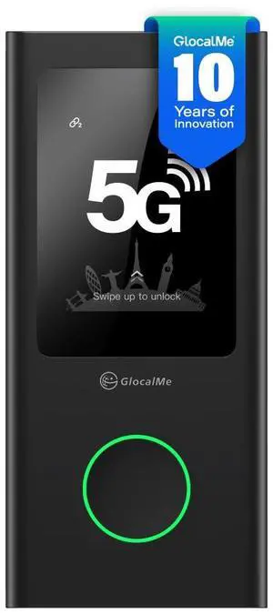 GlocalMe Numen Air 5G Mobile Hotspot, Portable WiFi Hotspot for Travel in 200+ Countries, Ultra High Speed Hotspot Device with Global 1.1GB Data, No SIM Card Required, 16 Connected Devices