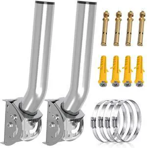 Universal Wireless Bridge Bracket Mount, 12(H) - 1.38 Pole and Wall Mounted Stainless Steel Antenna Mounting Bracket kit for Outdoor TV Antennas, Network WiFi Extender, Acess Point, CPE (2-Pack)