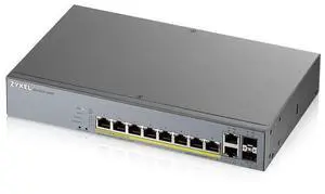 Zyxel 8-Port Gigabit PoE+ Switch | Smart Managed | 130 Watt Budget | 2x Gigabit Copper Ports + 2x SFP | Nebula Cloud Managment | Long Range [GS1350-12HP]