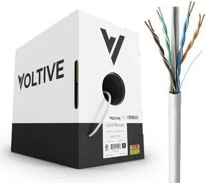 Voltive Cat6 Plenum (CMP), 1000ft, White - Solid Bare Copper Bulk Ethernet Cable - UTP - 600MHz - UL Certified & ETL Verified