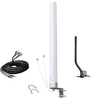 Omni Directional 4G LTE Router Antenna for T Mobile Home Internet Hotspot, Outdoor MIMO Cellular SMA TS9 Antenna with 10Meter Cable Mounting Pole