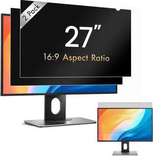 Privacy IQ 27" Inch 16:9 (2 Pack) Monitor Privacy Screen-Filter for 60 Degree Privacy, Advanced Anti-Glare, UV Light Reduction & Blue Light Filter