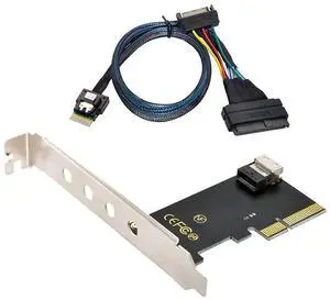 NFHK PCI-E 3.0 4.0 to SFF-8654 Slimline SAS Card Adapter and U.2 U2 SFF-8639 NVME PCIe SSD Cable for Mainboard SSD