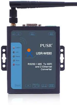 PUSR Industrial WiFi to 2 Ports Ethernet to Serial Converter Supports modbus RTU to TCP rs232 rs485 to WiFi ethernet Server USR-W630