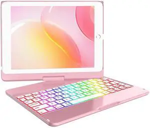MMK Keyboard Case Compatible for 9.7 Inch 2018 6th Gen, Detachable Wireless Bluetooth Keyboard Compatible with 2017 (5th Gen)- Air 2/ Air Case, Magnetic Auto Sleep/Wake (Rose Gold)