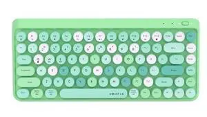 UBOTIE Portable Bluetooth Colorful Computer Keyboards, Wireless Mini Compact Retro Typewriter Flexible 84Keys Design Keyboard (Green-Colorful)