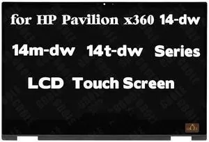 GBOLE New Screen Replacement for HP Pavilion x360 14m-dw 14t-dw 14m-dw0013dx 14m-dw0023dx 14M-DW1023DX 14M-DW1033DX 14-DW0097NR Series L96516-001 LCD Display Touch Screen Digitizer Assembly