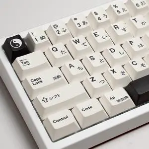 Gliging White Japanese Keycaps 133 Keys Cherry Profile Keycap Set PBT DYE-Sub Suitable for 60/64/65/68/87/98104 Mechanical Keyboard