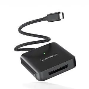 DriverGenius CFexpress Type B Card Reader with USB Type C 3.2 Gen 2 10Gbps - 30cm/0.98ft Nylon Braided Cable - for Professional Photographers and Videographers (HB093, Metal)