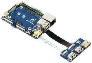 CM4-IO-BASE-B + USB HDMI Adapter, for Raspberry Pi Compute Module 4 More USB and HDMI Connectors Via FFC