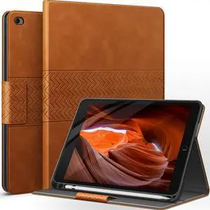 auaua Case for iPad Mini 5 2019 / Mini 4 7.9 Inch with Pencil Holder, Magnetic Cosure, Auto Sleep/Wake, Vegan Leather (Brown)