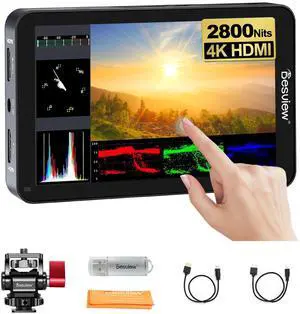 Desview R6 Camera Monitor, 5.5 inch Touch Screen Field Monitor 4K HDMI 2800nits Ultra High Brightness IPS 178° View Angle with 3D Lut Waveform VectorScope Histogram Support 8V DC Output