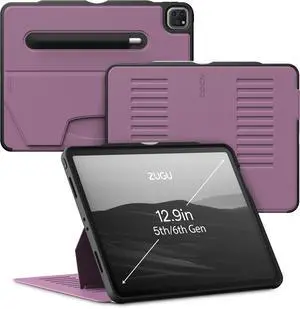 ZUGU Case for iPad Pro 12.9 Case 5th / 6th Generation Stand 2021/2022, Slim Protective Cover with Wireless Apple Pencil Charging, Magnetic Stand & Sleep/Wake Magnetic Cover, Berry Purple