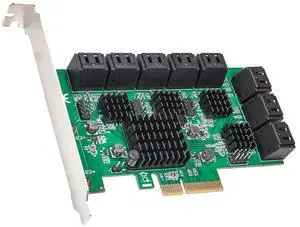 Syba 16 Port SATA III to PCIe 3.0 x4 Non-RAID Expansion Card Quad ASM1064, SD-PEX40164