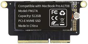 FLEANE FM17A 512GB PCIE 3.0x4 NVME 3D NAND TLC Flash SSD for MacBook Pro Retina A1708 (2016-2017) Included DIY Tools (512GB)
