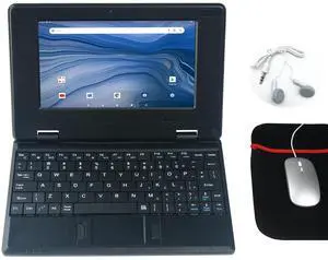CHIBBS Portable Kids Laptop Computer, 7" Inch IPS Screen Mini Laptop Powered by Android 13.0 Operating System, Quad Core, 2gb ROM + 32gb ROM, 2* USB, Bluetooth, Wi-Fi- Black