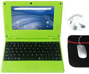CHIBBS Portable Kids Laptop Computer, 7" Inch IPS Screen Mini Laptop Powered by Android 13.0, Quad Core, 2gb Ram + 32gb ROM, 2* USB, Camera, Bluetooth, Wi-Fi- Green