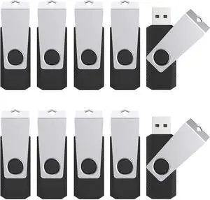 TOPESEL 64GB 10 Pack USB Flash Drive Flash Drive 2.0 Memory Stick Fold Storage Thumb Stick Jump Drive Pen Swivel Design for PC laptops, Tablets, TVs, car Audio (64G, 10PCS, Black)