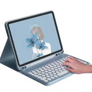 Apple iPad Air 2 Pro 9.7 inch Keyboard Case - Wireless Detachable BT Keyboard Cover with Pencil Holder for iPad 5/6/Air/Air2/Pro9.7, Blue