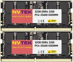 NVTEK 64GB (2X32GB) DDR4 3200MHZ PC4-25600 SODIMM 2Rx8 1.2V CL22 260-PIN Non-ECC Laptop PC Computer Memory KIT