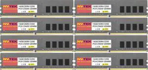 NVTEK 128GB (8X16GB) DDR4 3200MHZ PC4-25600 UDIMM 2Rx8 1.2V CL22 288-PIN Non-ECC Unbuffered Desktop PC Computer Memory KIT