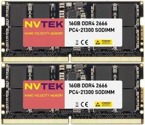 NVTEK 32GB (2X16GB) DDR4 2666MHZ PC4-21300 SODIMM 2Rx8 1.2V CL19 260-PIN Non-ECC Laptop PC Computer Memory KIT