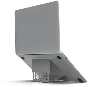 MAJEXTAND Paper-Thin Stand for MacBook, Laptop Riser, Slim Portable Ergonomic Ventilated Stand, 6 Adjustable Heights from 2.1" to 3.6", Compatible with Laptops Up to 18, US Patented (Space Gray)