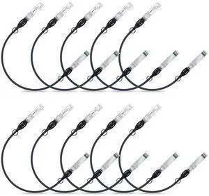 ipolex 10G SFP+ Twinax Cable, Direct Attach Copper(DAC) Passive Cable, 0.5m (1.64ft), for Cisco SFP-H10GB-CU0.5M, Meraki, Ubiquiti, Mikrotik, Intel, Fortinet, Netgear, D-Link, TP-Link and More,10 Pack