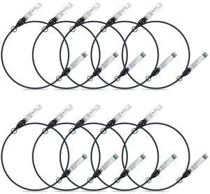 ipolex 10G SFP+ Twinax Cable, Direct Attach Copper(DAC) Passive Cable, 1m (3.28ft), for Cisco SFP-H10GB-CU1M, Meraki, Ubiquiti, Mikrotik, Intel, Fortinet, Netgear, D-Link, Supermicro, TP-Link, 10 Pack