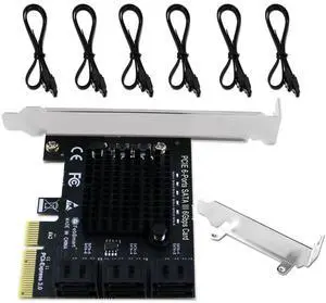 FebSmart PCIE to 6-Ports 6Gbps Max Speed SATA III Expansion Card for Desktop PCs, Plug and Play on Windows OS MAC OS Linux System, ASMedia ASM1166 None-Raid PCIE SATA III Host Controller (FS-S6-Pro)