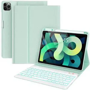 Keyboard case for ipad Air 11 inch(M2 2024)/10.9 Inch Air 5th 4th Generation & iPad Pro 11 inch (1st/2nd/3rd/4th Gen)-Backlit Detachable Keyboard, Folio Cover with Upper Easily Pencil Holder-(Green)