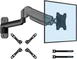 BONTEC Monitor Wall Mount Arm, VESA Gas Spring Height Adjustable, for 13-42 Inch Screens, Max 19.8lbs, Swivel, Tilt, Space-Saving Desk Mount, Easy Installation, Single Arm TV Mount, Max VESA 200x200