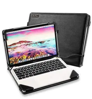 Berfea Laptop Case Cover Compatible with HP Envy x360 15 15t 15z dr bp cn dy dw dq bp fq eq Series 15.6 inch Notebook Sleeve PU Leather Stand Hard Protective Skin