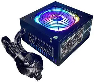 Apevia ATX-ES700-RGB Essence 700W ATX Semi-Modular Gaming Power Supply with Auto-Thermally Controlled 120mm RGB Fan, 115/230V Switch, All Protections