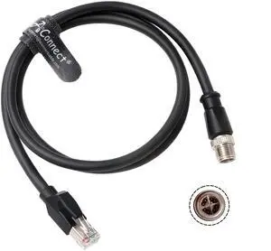 AConnect X-Code-RJ45-Industrial-Shielded-Ethernet M12 8 Pin X-Code Male to RJ45 Cat6a Ethernet Shielded Cable for Cognex Industrial Camera Flexible 3.3Ft|1M